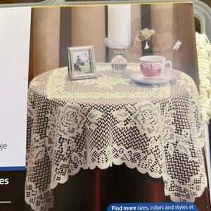 Mainstays Elegant Cream Lace Table Topper 35 Inch Diameter Fits Round or Square